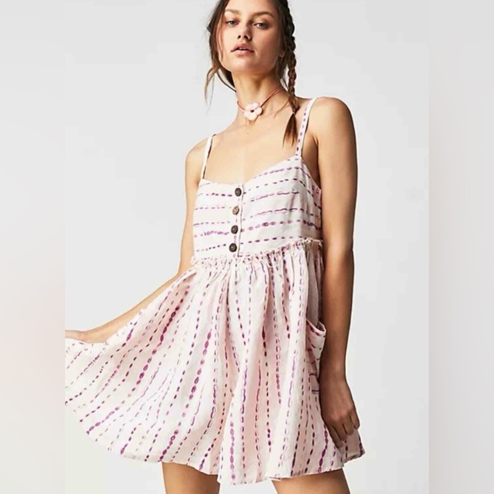 Free People Pink and Purple Striped Romper